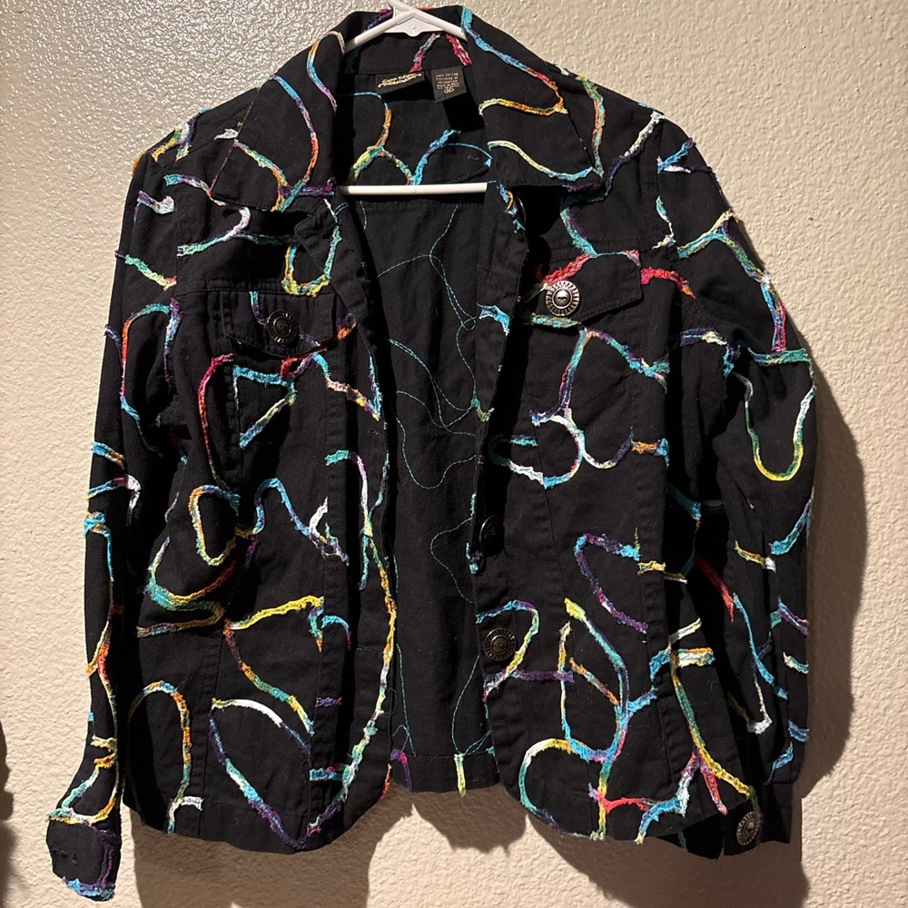 Sara Studio Black Jacket with Multicolor Accents